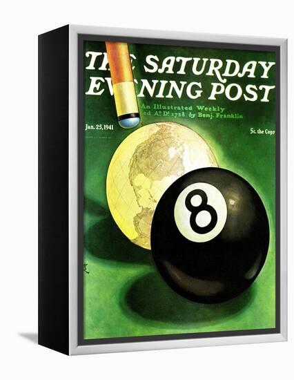 "World as Cue Ball," Saturday Evening Post Cover, January 25, 1941-Emmett Watson-Framed Premier Image Canvas
