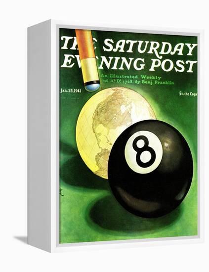 "World as Cue Ball," Saturday Evening Post Cover, January 25, 1941-Emmett Watson-Framed Premier Image Canvas