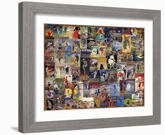 World Bicycle Tour Collage-null-Framed Giclee Print