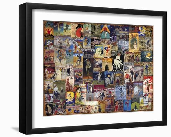 World Bicycle Tour Collage-null-Framed Giclee Print