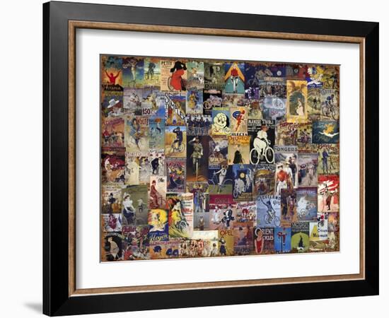 World Bicycle Tour Collage-null-Framed Giclee Print