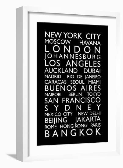 World Cities Bus Roll (Blind)-Michael Tompsett-Framed Art Print