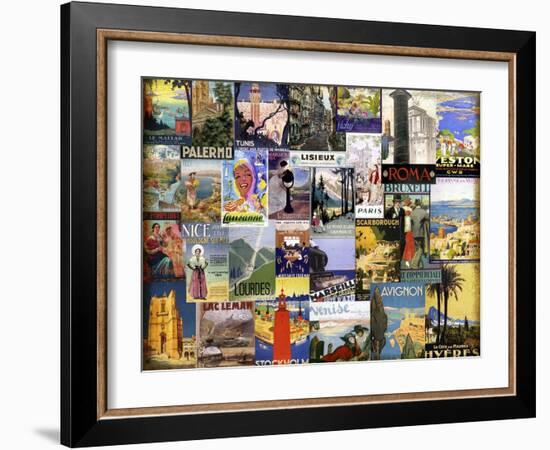 World City Tour Collage-null-Framed Giclee Print