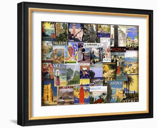 World City Tour Collage-null-Framed Giclee Print