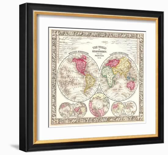 World in Hemispheres 1864-Mitchell-Framed Art Print