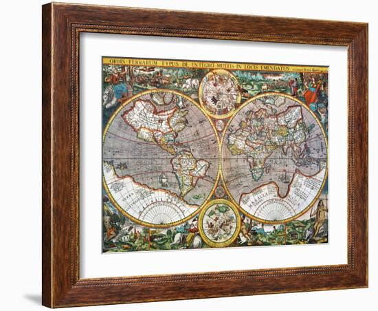 World Map, 1607-Pieter Van der Keere-Framed Giclee Print