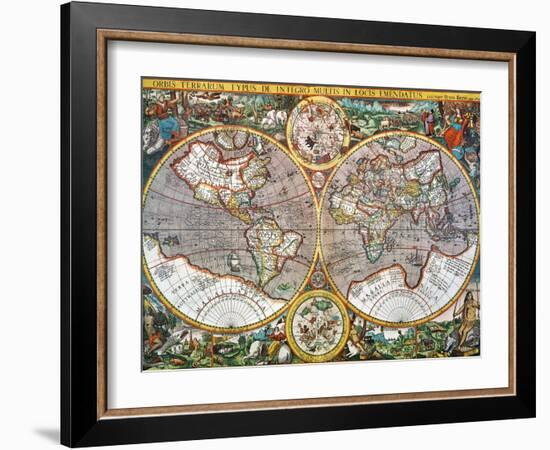 World Map, 1607-Pieter Van der Keere-Framed Giclee Print