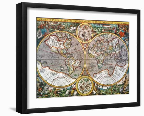 World Map, 1607-Pieter Van der Keere-Framed Giclee Print