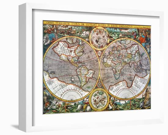 World Map, 1607-Pieter Van der Keere-Framed Giclee Print