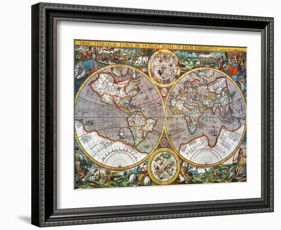 World Map, 1607-Pieter Van der Keere-Framed Giclee Print