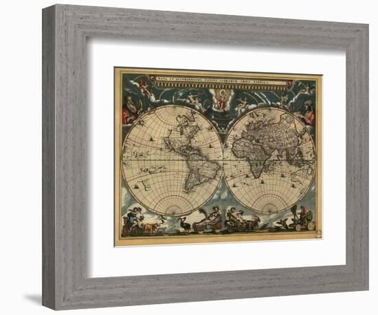 World Map 1664-Vintage Reproduction-Framed Art Print