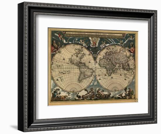 World Map 1664-Vintage Reproduction-Framed Art Print