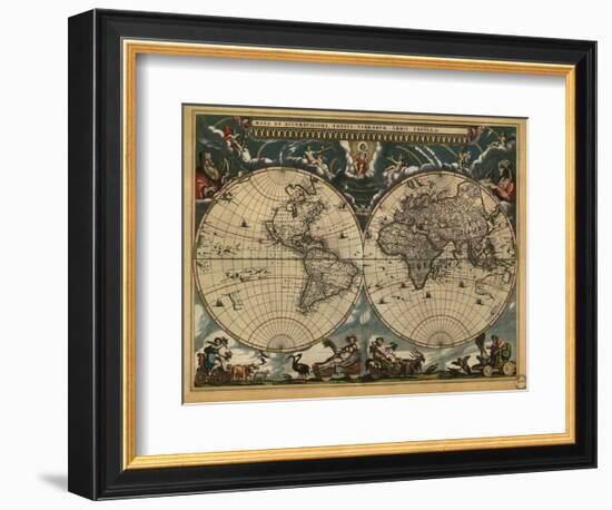 World Map 1664-Vintage Reproduction-Framed Art Print