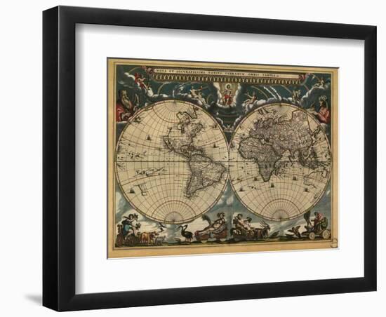 World Map 1664-Vintage Reproduction-Framed Art Print