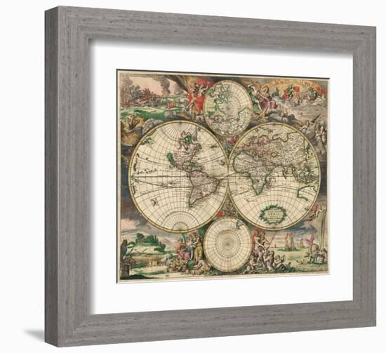 World Map 1689-Vintage Reproduction-Framed Art Print