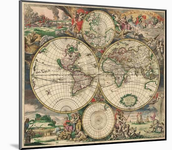 World Map 1689-Vintage Reproduction-Mounted Art Print