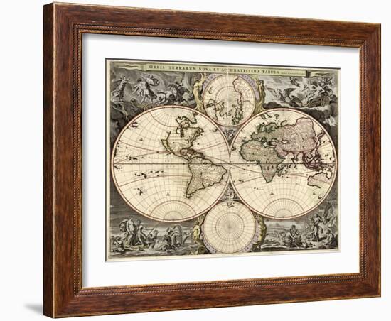 World Map, 1690-Science Source-Framed Giclee Print