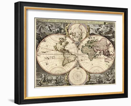 World Map, 1690-Science Source-Framed Giclee Print