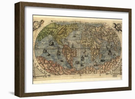 World Map, 16th Century-Science Source-Framed Giclee Print