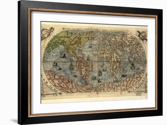 World Map, 16th Century-Science Source-Framed Giclee Print