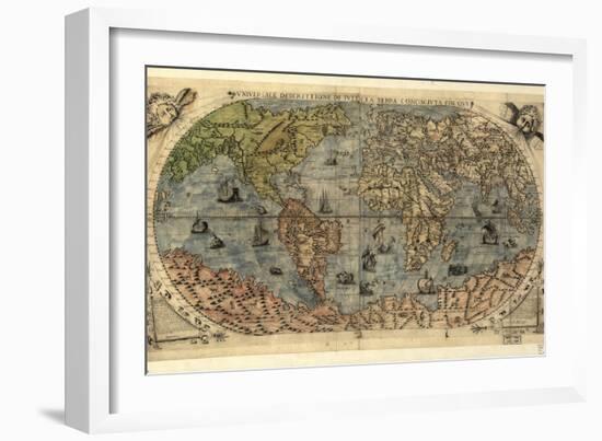 World Map, 16th Century-Science Source-Framed Giclee Print