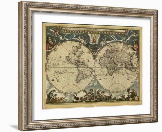 World Map, 17th Century-Science Source-Framed Giclee Print