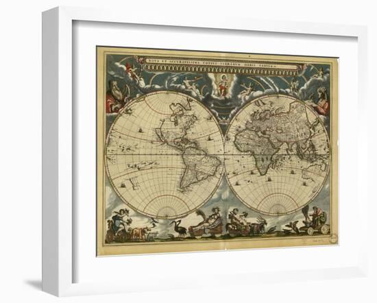 World Map, 17th Century-Science Source-Framed Giclee Print
