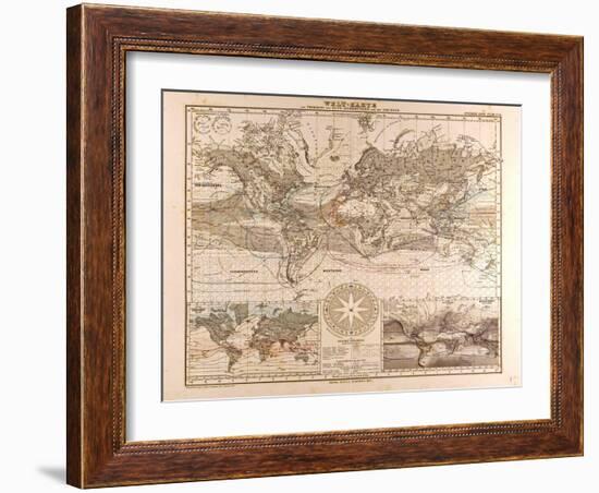 World Map, 1872-null-Framed Giclee Print