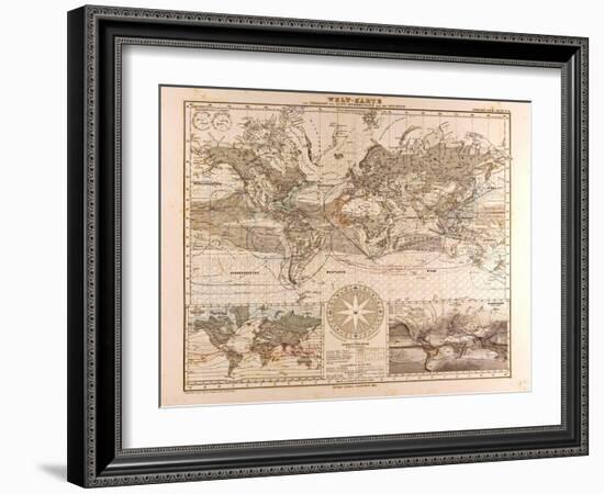 World Map, 1872-null-Framed Giclee Print