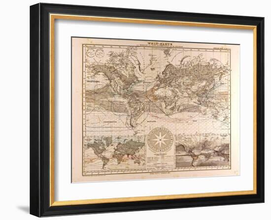 World Map, 1872-null-Framed Giclee Print