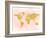 World Map 4-Peach & Gold-Framed Art Print