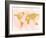 World Map 4-Peach & Gold-Framed Art Print