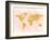 World Map 4-Peach & Gold-Framed Art Print