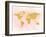 World Map 4-Peach & Gold-Framed Art Print