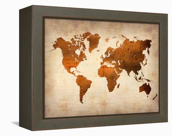 World  Map 7-NaxArt-Framed Stretched Canvas