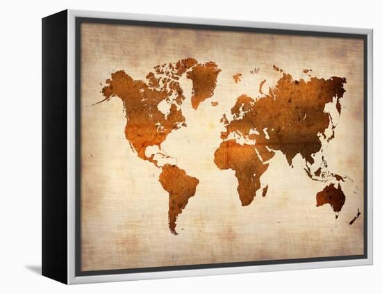 World  Map 7-NaxArt-Framed Stretched Canvas