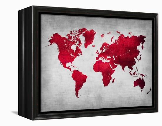 World  Map 9-NaxArt-Framed Stretched Canvas