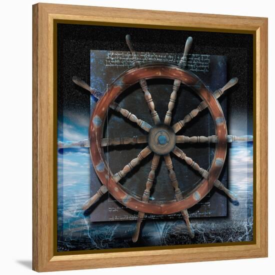 World Map and Ship's Wheel-Colin Anderson-Framed Premier Image Canvas