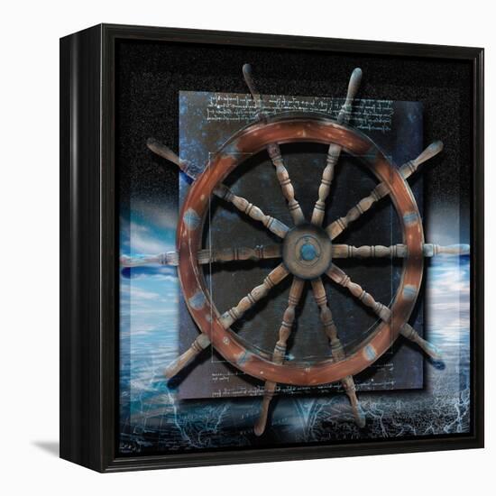 World Map and Ship's Wheel-Colin Anderson-Framed Premier Image Canvas