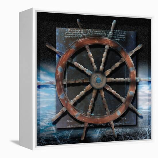World Map and Ship's Wheel-Colin Anderson-Framed Premier Image Canvas