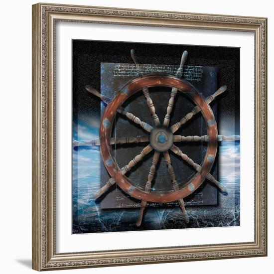 World Map and Ship's Wheel-Colin Anderson-Framed Photographic Print