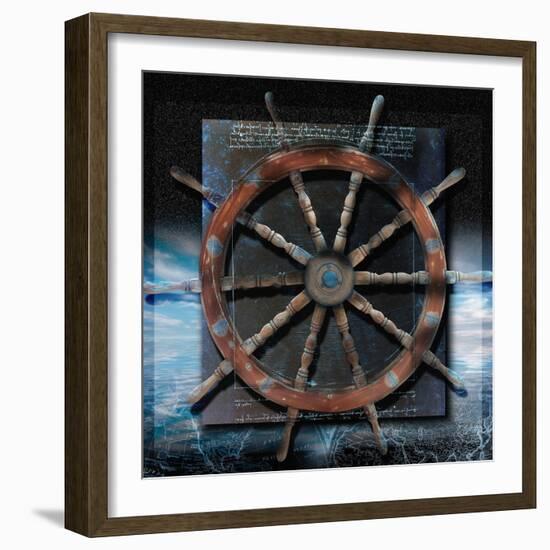 World Map and Ship's Wheel-Colin Anderson-Framed Photographic Print