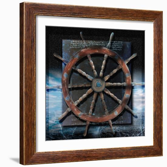 World Map and Ship's Wheel-Colin Anderson-Framed Photographic Print