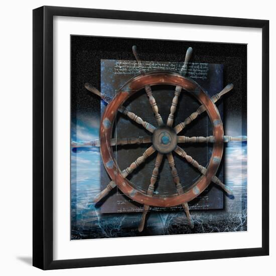 World Map and Ship's Wheel-Colin Anderson-Framed Photographic Print