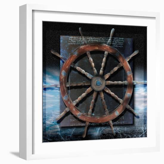 World Map and Ship's Wheel-Colin Anderson-Framed Photographic Print