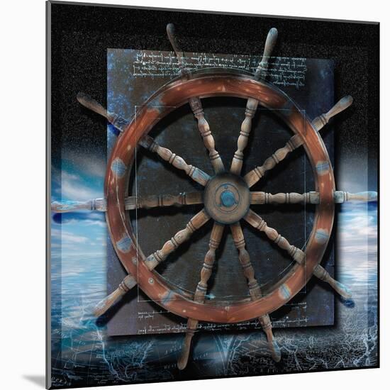 World Map and Ship's Wheel-Colin Anderson-Mounted Photographic Print