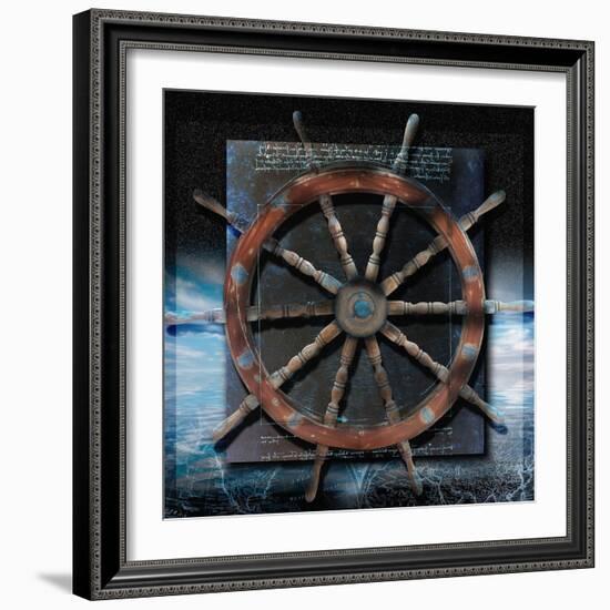 World Map and Ship's Wheel-Colin Anderson-Framed Photographic Print