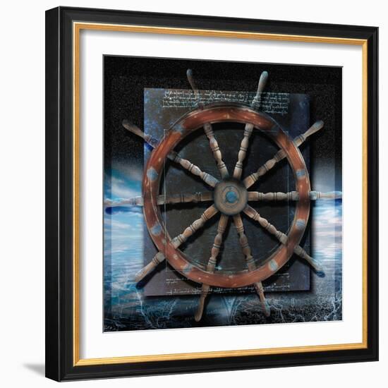 World Map and Ship's Wheel-Colin Anderson-Framed Photographic Print