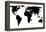 World Map - Black On White-Jacques70-Framed Stretched Canvas