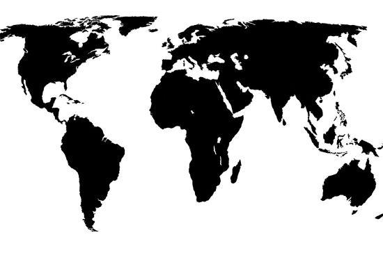 black and white map World Map Black On White Art Print Jacques70 Art Com